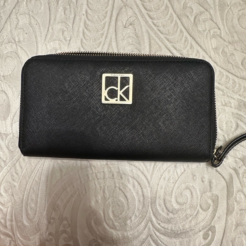 Calvin Klein Black Wristlet with Gold Accents
